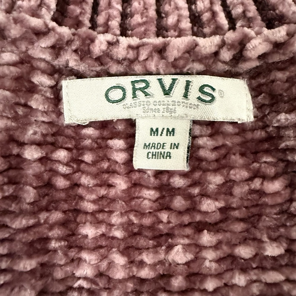 Orvis Womens Chenille V Neck Pullover Tunic Sweater Chunky Plushy‎ Mauve Sz M - Picture 7 of 9